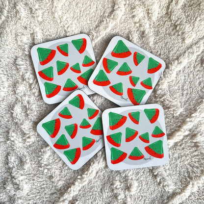 Reverse watermelon coasters: Set of 4