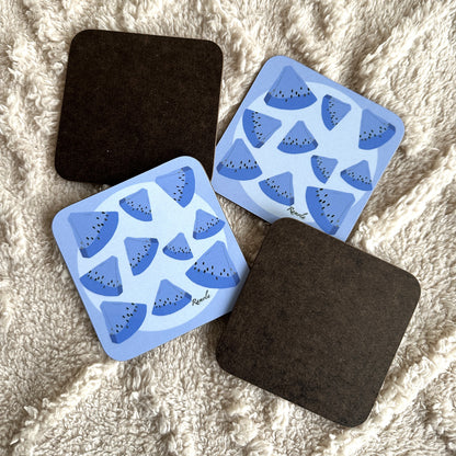 Blue watermelon coasters: Set of 4