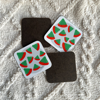 Reverse watermelon coasters: Set of 4