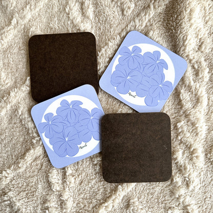 Lavender floral coasters: Set of 4