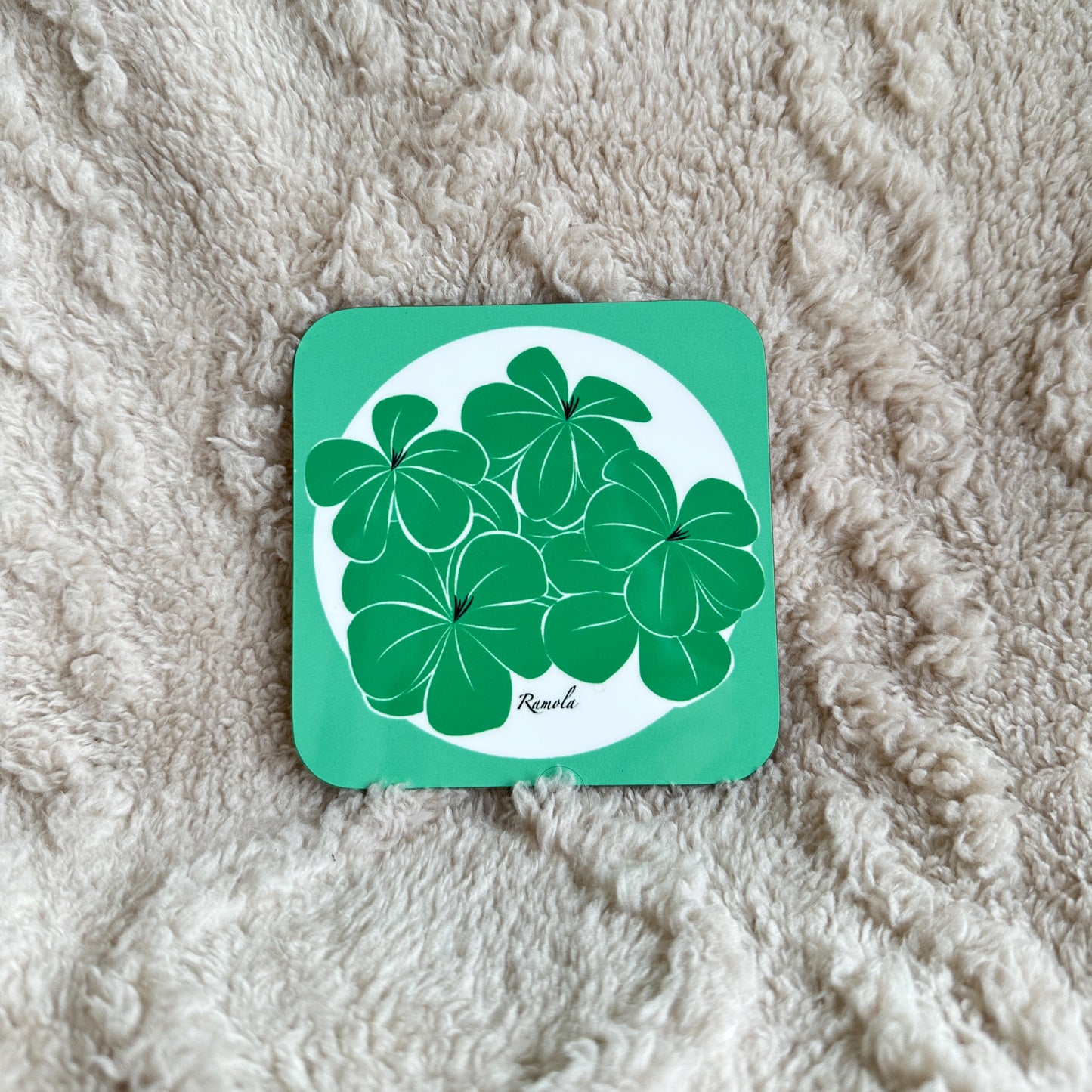 Green floral coaster: Single