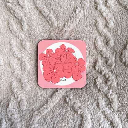 Pink floral coaster: Single