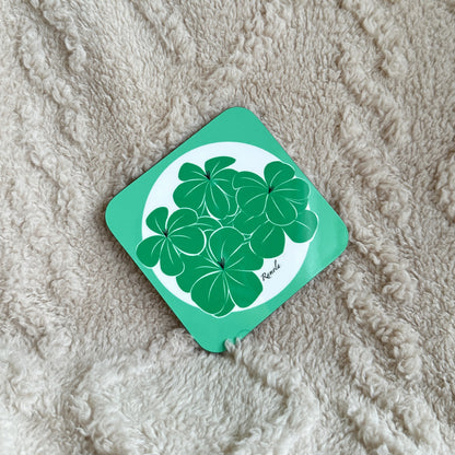 Green floral coaster: Single