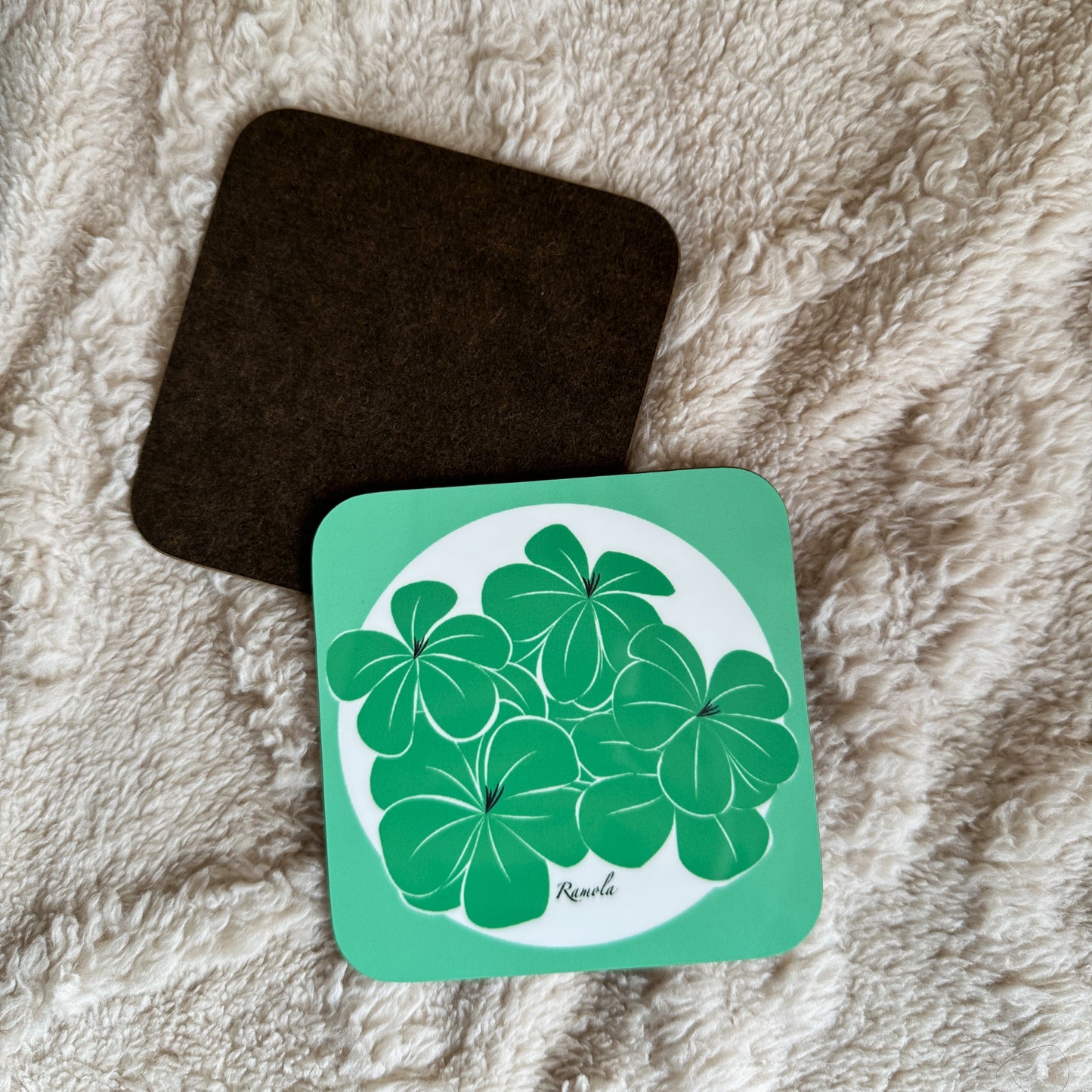 Green floral coaster: Single