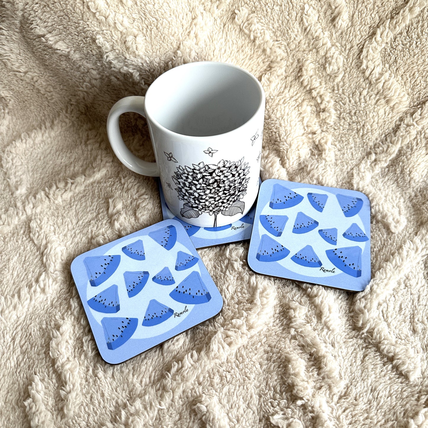 Blue watermelom coaster: Single