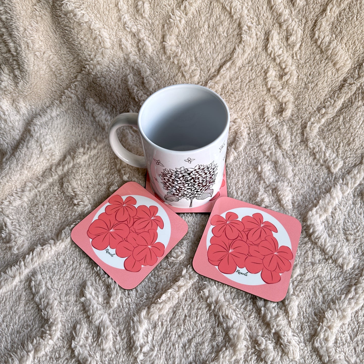 Pink floral coaster: Single