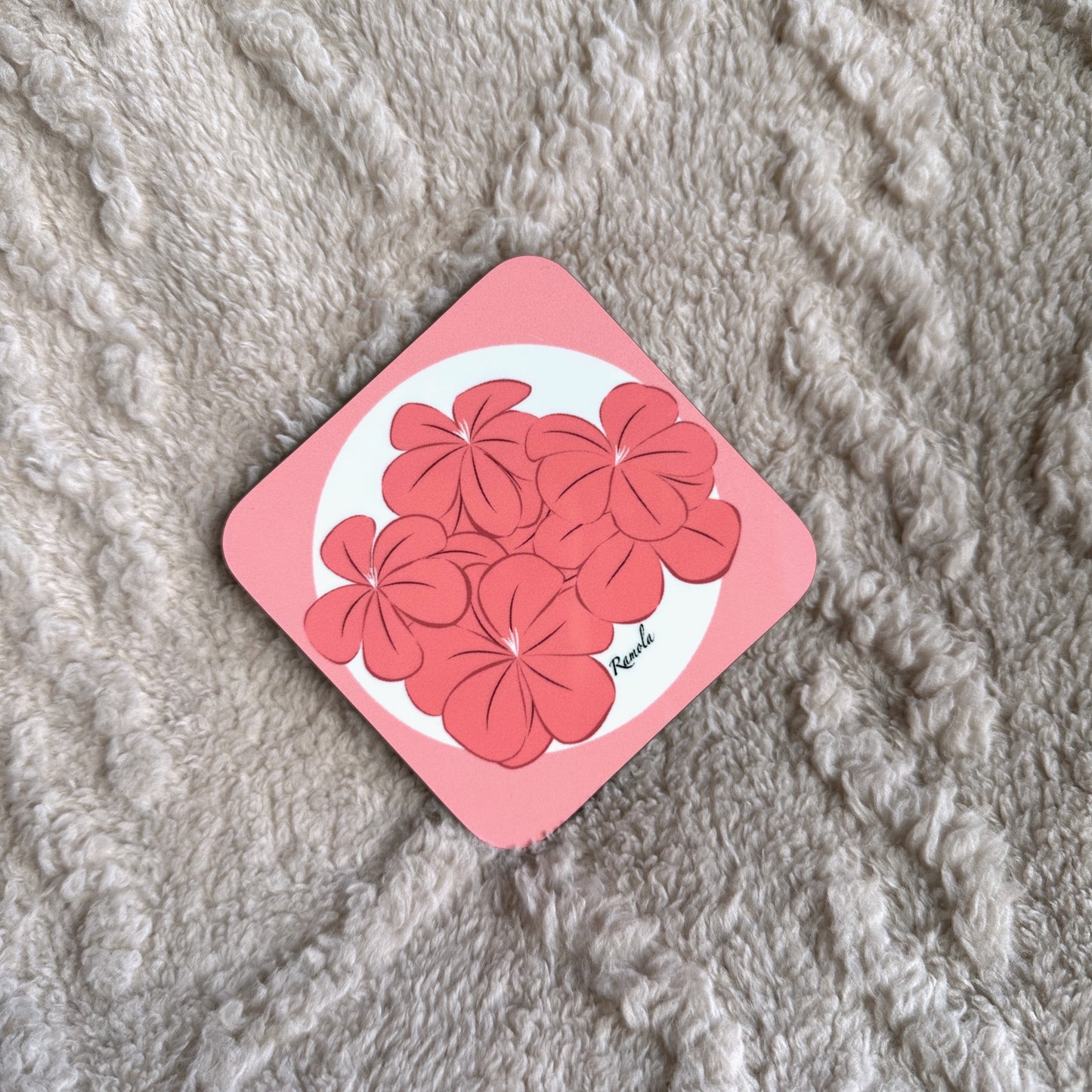 Pink floral coaster: Single