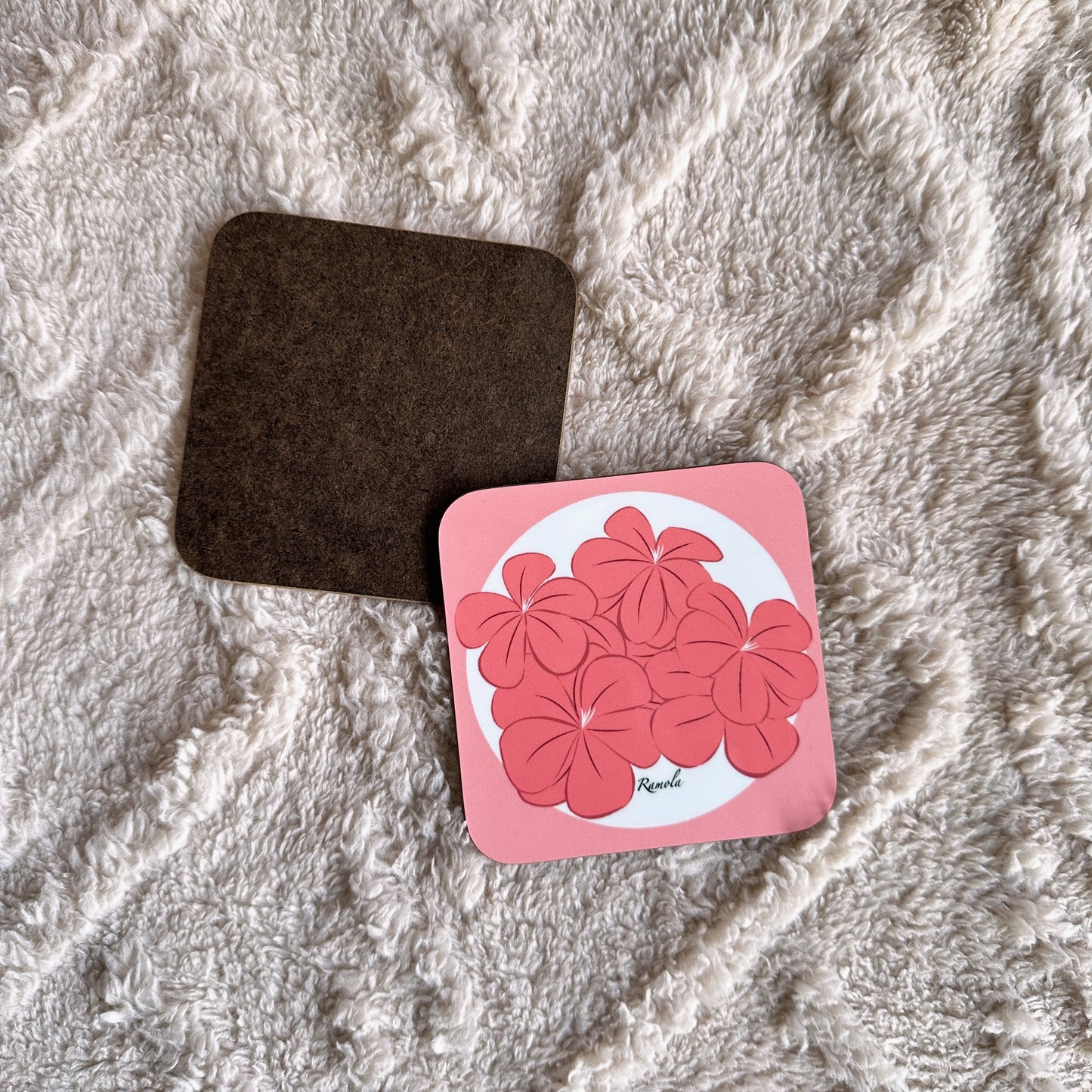 Pink floral coaster: Single